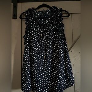 Staccato Navy Top with White and Red Accents